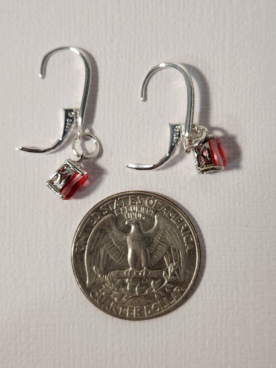 VTG NIB 925 Salmon Triplet Quartz Leverback Earrings - Picture 9 of 11
